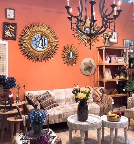 Французский стиль старый резной круглый журнальный столик, несколько углов прикроватного татами