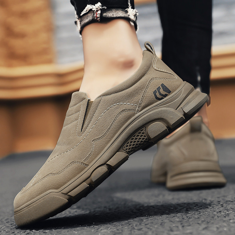 Cổ Bắc Kinh Giày Vải Nam Mùa Hè Thoáng Khí Lười Trượt Chống Trơn Trượt Chịu Mài Mòn Giày Bảo Hiểm Lao Động Thường Doudou Giày Nam Đi Làm giày lười bảo hộ giày lười lao động