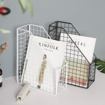 Yingmu Nordic Wrought iron folder storage basket Office file rack Vintage creative data shelf Desktop bookshelf