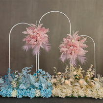 New stage background welcome ornaments decoration wedding iron flower frame wedding props black arched arch shelf