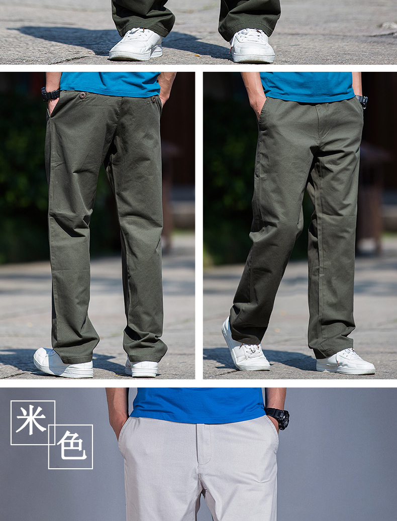 Mùa hè phần mỏng quần âu nam quần chất béo XL nam yếm lỏng thẳng quần cotton cộng với phân bón quần đùi nam