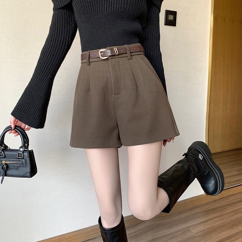 Plus-Size Brown Woolen Wide-Leg Pants for Women, Spring and Autumn Warm Pants Skirt, Petite A-Line Shorts, Outerwear Boot Pants Skirt Plus-Size Brown Woolen Wide-Leg Pants for Women, Spring and Autumn Warm Pants Skirt, Petite A-Line Shorts, Outerwear Boot Pants Skirt