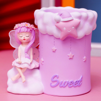 Light luxury princess cute pen holder for children and girls desk student birthday angel storage box ornaments for girls and boys