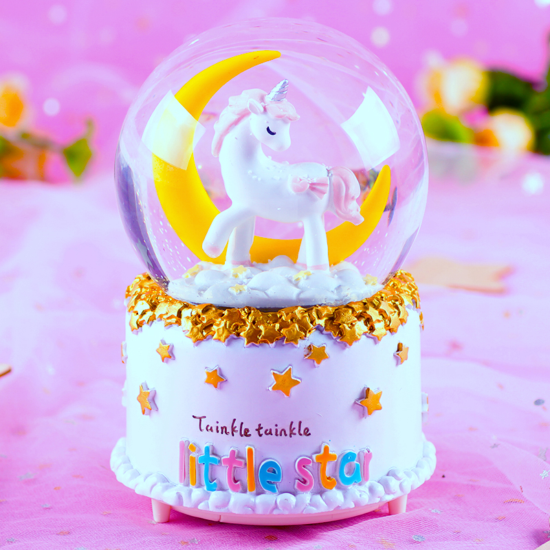 Large Crystal Ball Music Box Rotating Snowball Music Box Luminous Ornament Girls Girls Boys Christmas Gift