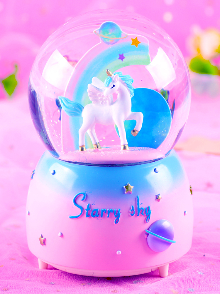 Unicorn Crystal Ball Ornament Girls Music Box Santa Claus Music Box Girls Children's Gift Princess Birthday