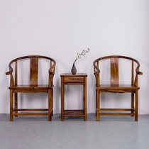 Full solid wood ring chair three-piece set Chinese master chair Chinese chair classical tea chair armchair carved flower back chair Zen chair
