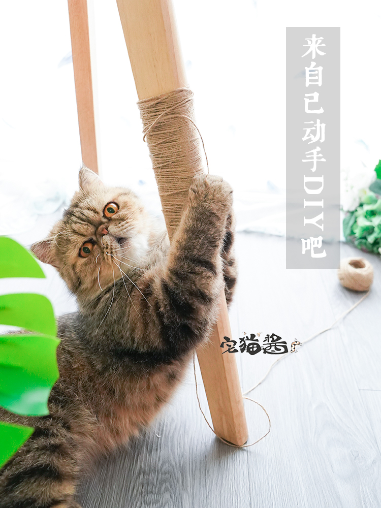 House cat sauce to do it, two-legged beast DIY cat toy cat forest natural hemp rope can be tied to table legs cat board 50m