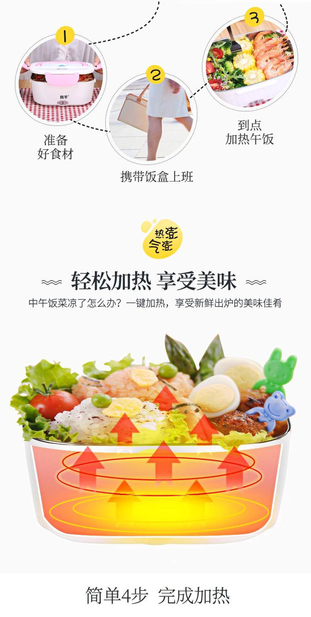 Đa năng điện hộp cơm trưa bằng thép không gỉ cắm điện sưởi ấm tự động cách nhiệt hộp nhân viên văn phòng tiện lợi mini nồi cơm điện hộp cơm cắm điện unold