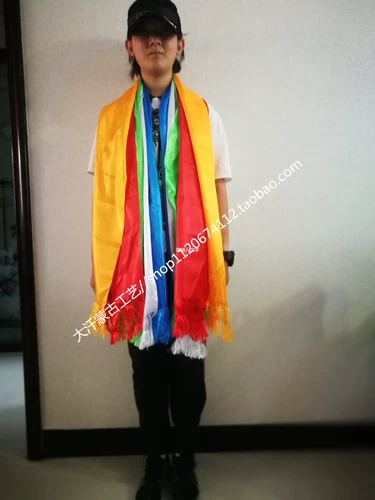 Хада 1,9 метра монгольский язык внутренний монгольский тибетский тибетский шарф красно -желтый синий зеленый белый белый