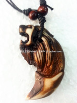 Necklace Mongolian necklace hanging chain neck chain neck chain totem pendant tooth carving jewelry ethnic minority pendant stall goods