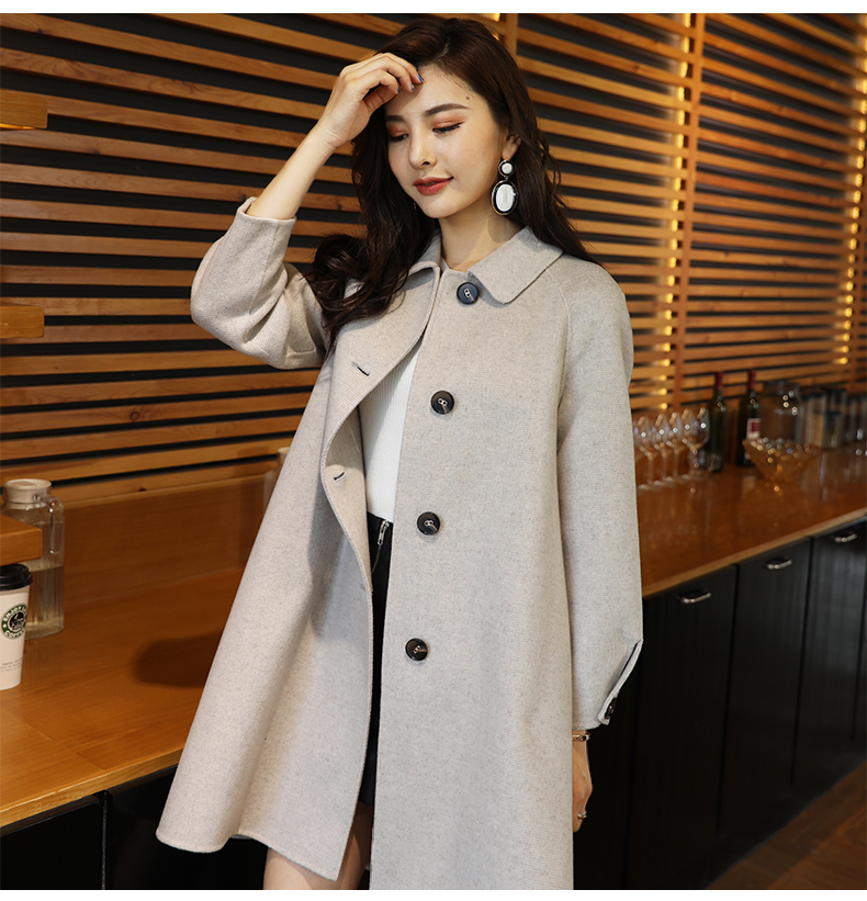 Áo khoác len nữ dài phần phiên bản Hàn Quốc 2018 mới Áo len cashmere hai mặt nữ mùa thu đông nữ sinh viên - Áo len lót đôi áo jacket nữ