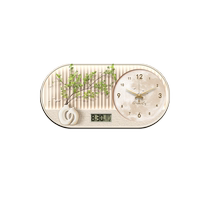 Modern Green Planting Perpetual Lunar Calendar Clock Hanging Clock Living Room Home Restaurant Decoration Painting Electronic Clock With Calendar Table Hanging Wall