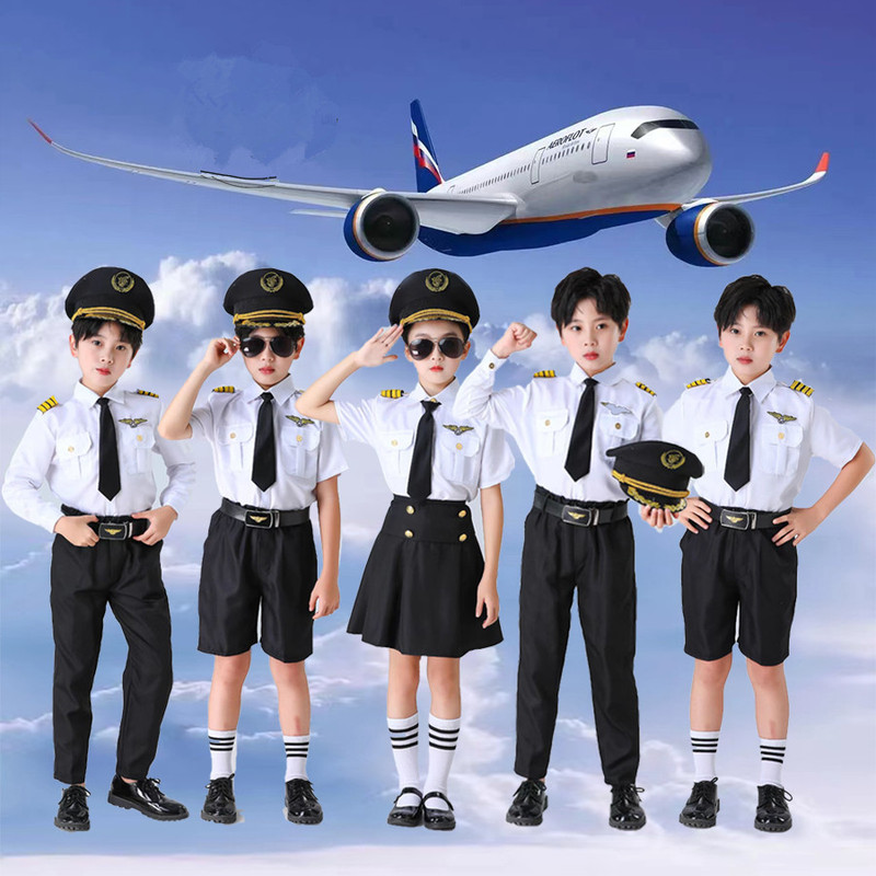 Children's Captain Uniform, Male Flight Attendant Costume, Female Pilot Suit, Performance Costume, Role-Playing Dance Costume Children's Captain Uniform, Male Flight Attendant Costume, Female Pilot Suit, Performance Costume, Role-Playing Dance Costume