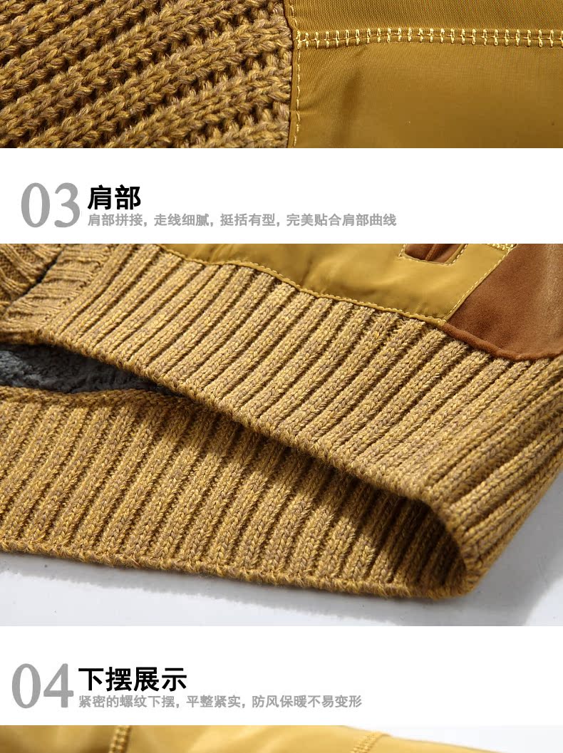 Battlefield Ji Jin áo len nam mùa thu đông cộng với nhung dày đan tay áo khoác cỡ lớn áo cardigan lỏng lẻo áo khoác len nam