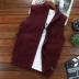 Áo len nam không tay đứng cổ áo màu rắn áo len Vest Vest Vest nam mùa thu / mùa đông cao cổ Zipper Zipper Jacket áo khoác nam giả vest Dệt kim Vest