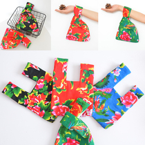 Wrist bag National style fabric mobile phone key set knot tote bag Cotton double layer walking bag Hand carry grocery change