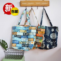 Canvas bag womens shoulder student shopping bag Canvas large capacity eco-friendly bag zipper wild retro style