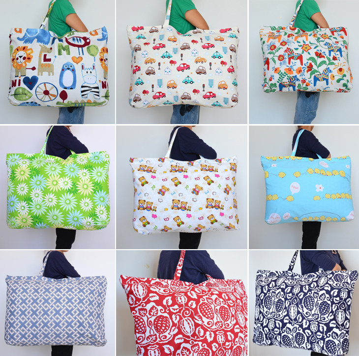 Kindergarten quilt storage bag packing bag handbag cotton canvas double layer quilt finishing storage bag