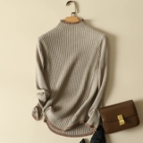 Приятный телу весенний трикотажный свитер, высокий воротник, 2024 года, в западном стиле
