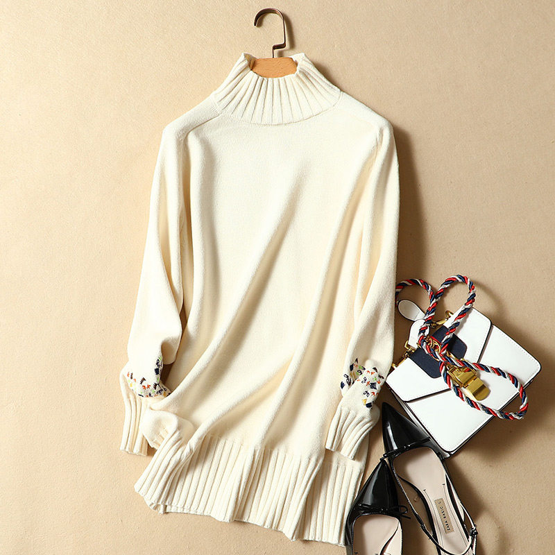 Clearance Half turtleneck sweater women's autumn and winter loose Korean version pullover mid-length bottoming shirt 2018 autumn new style