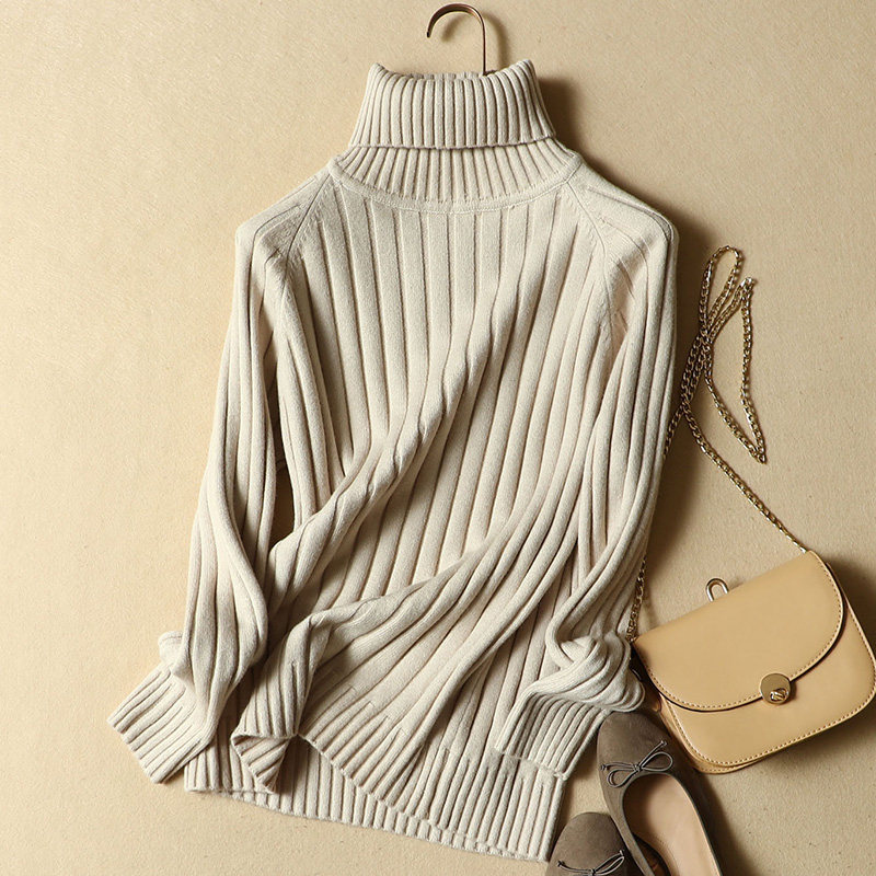 2020 autumn and winter new Korean version warm turtleneck sweater women's pullover thickened and fleece knitted bottoming shirt women's long sleeves