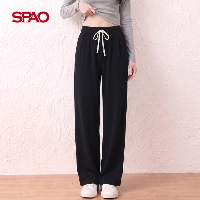Spao Korean-Style Relaxed Starry Sky Pants for Women, Autumn and Winter 2026 New Model, Lazy Style Casual Slimming Drape Straight Pants B