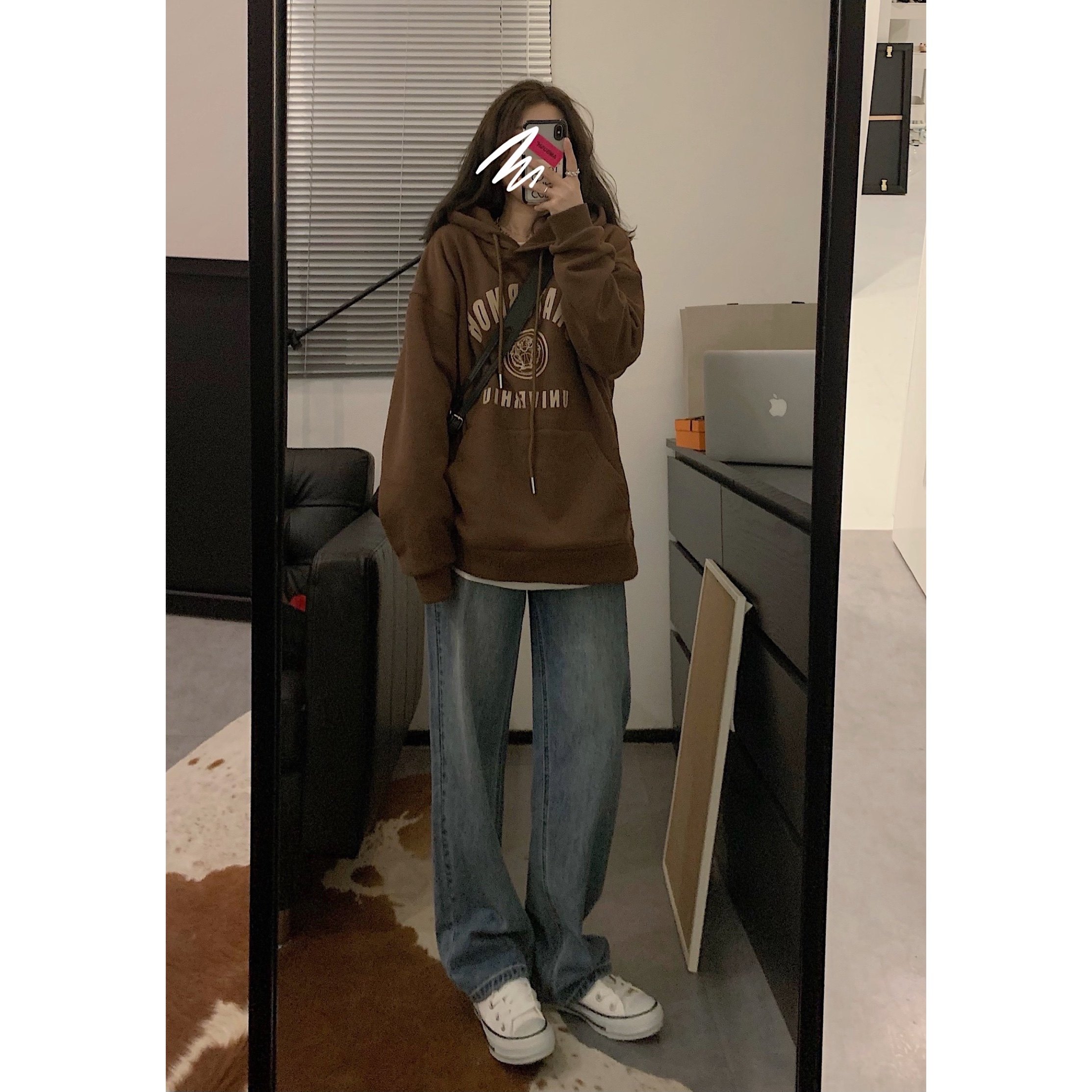 viiwen American College Wind Classic Hat Head Print Letter Case Head Gray plus thicken suit