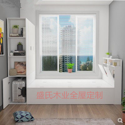 Small apartment tatami bedside table all-in-one combination bedroom plank bed custom tread meter bed storage bed multi-function