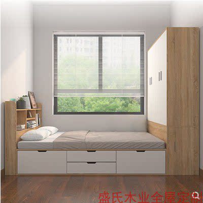 Small apartment tatami bedside cabinet integrated combination wardrobe storage cabinet multi-function treadmill bed custom bedroom custom