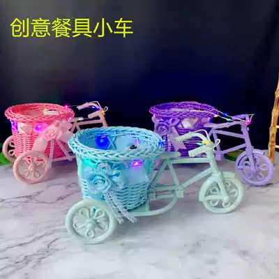 Creative tableware set, tricycle hand-woven car, simulation flower basket, artistic plate decoration, dish decoration, decoration, cold dish wedding banquet