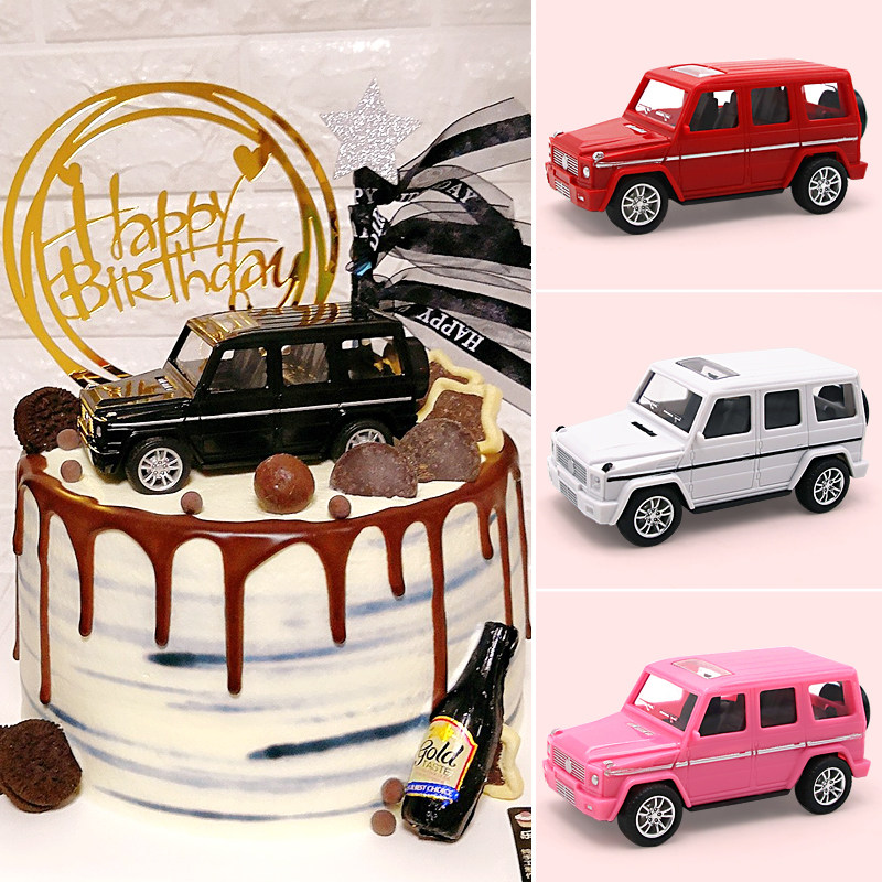 Auto boy's birthday cake decorated cross - country Mercedes big G model toy car swing-in car plugin