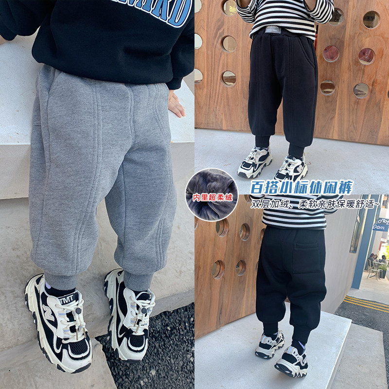 Boy gush pants 2021 Winter Scout Thickening Men's Baby Casual Warm Pants Children Sports Pants Tide