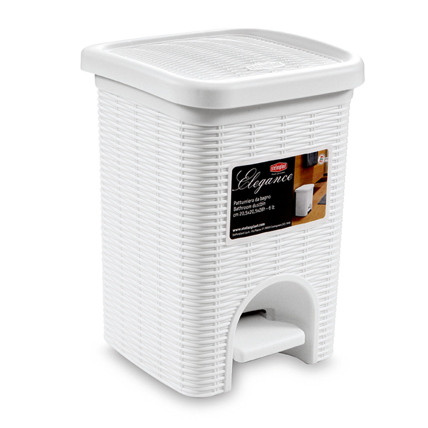 Italian original imported StefanPlast rattan foot-operated trash can with lid 20L