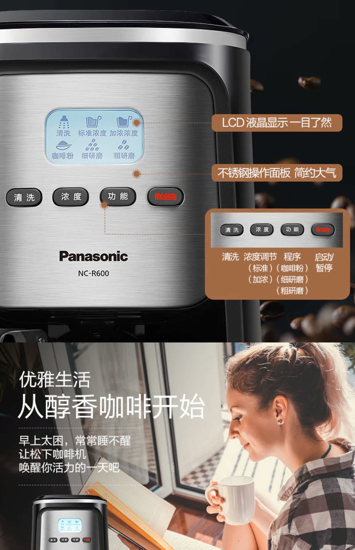 may pha cafe ban tu dong Máy pha cà phê hơi nước gia đình American / Panasonic NC-R600 máy pha cà phê cho quán nhỏ