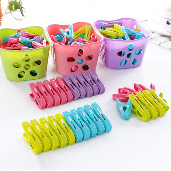 30 packed plastic small clips with containing basket clothing Airing Clamps Windproof Clips Underwear Socks Clotheson