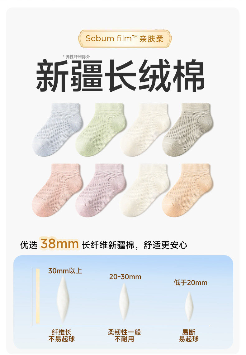 尼多熊婴儿纯棉袜子夏季薄款a类儿童船袜宝宝男童短袜透气女网眼 — 4
