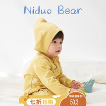 Nedo bear baby jumpsuit spring and autumn newborn clothes thin baby foot cotton clothes climbing clothes autumn clothes