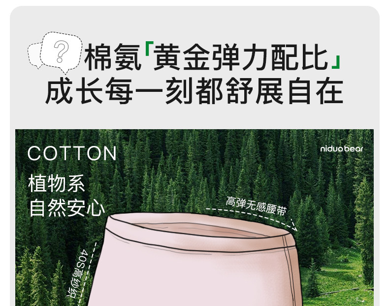 尼多熊儿童内裤女童纯棉平角内裤女孩中大童全棉a类短裤宝宝裤头 — 5