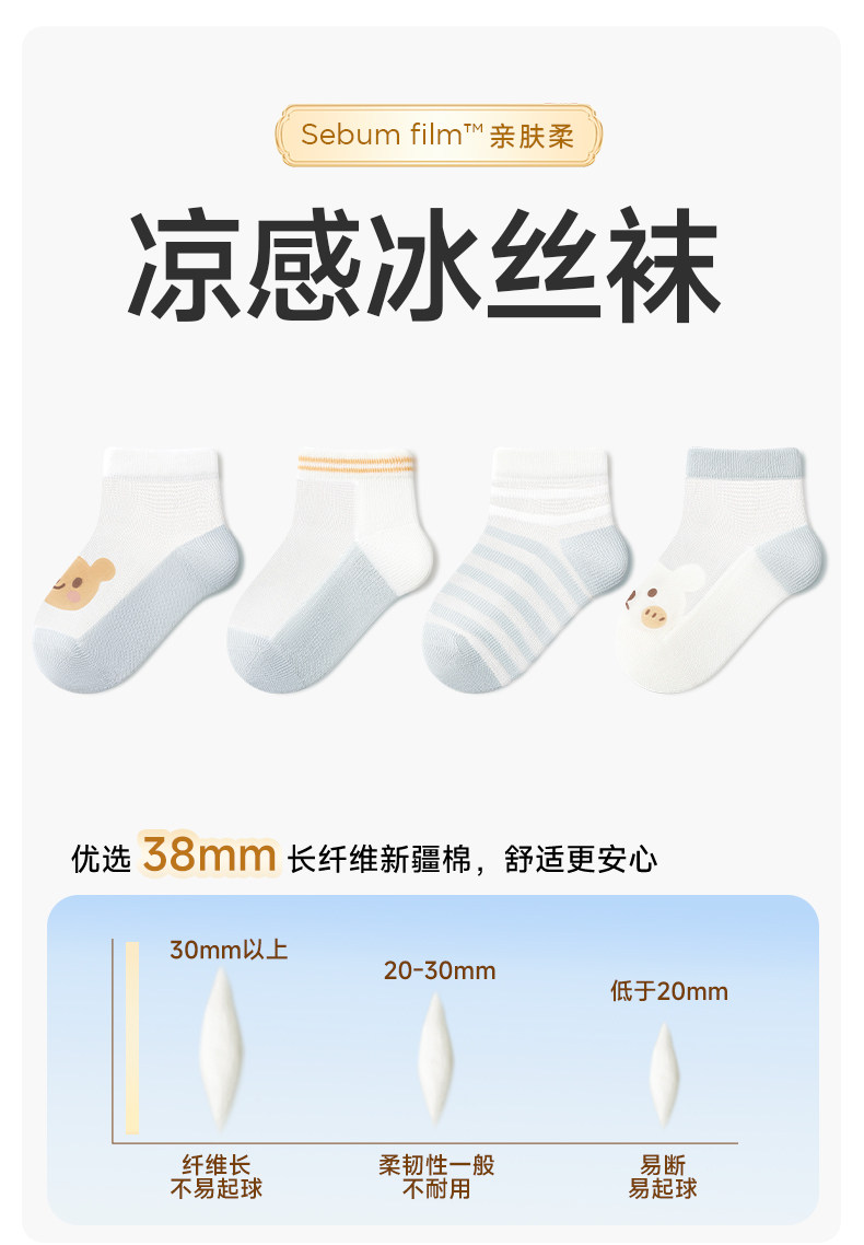 尼多熊儿童袜子夏季超薄款棉袜宝宝袜水晶袜冰丝袜男女网眼婴儿袜 — 4