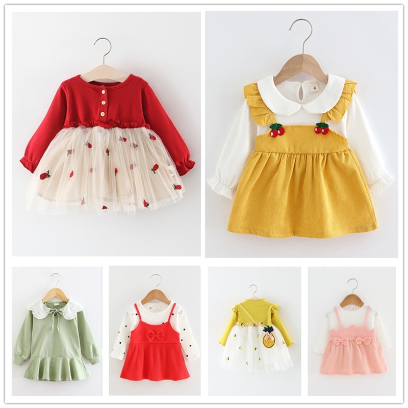 Girl dress 0 - 1 year old spring - autumn 2 girls skirt 3 baby princess skirt small girl spring - dress Korean version