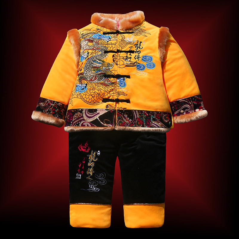 Baby boy Tang costume boy new year dress Chinese style children's set baby winter clothes one year old dress thick female