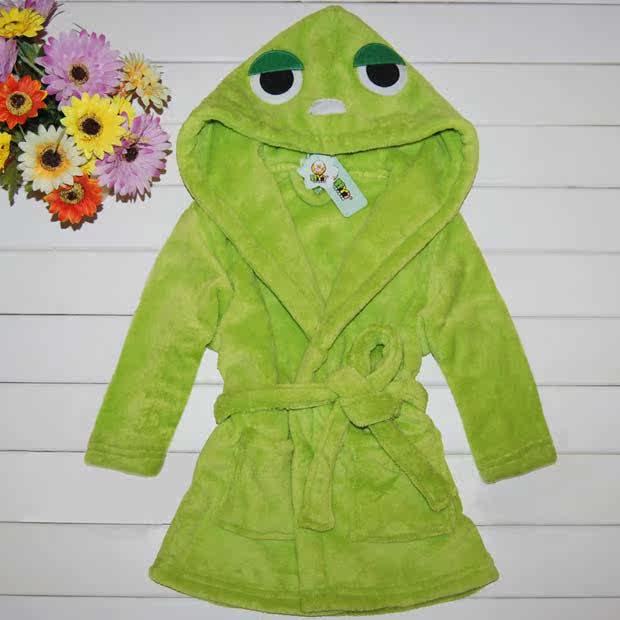 宝宝秋冬装 男大童儿童珊瑚绒加厚睡袍浴袍 男