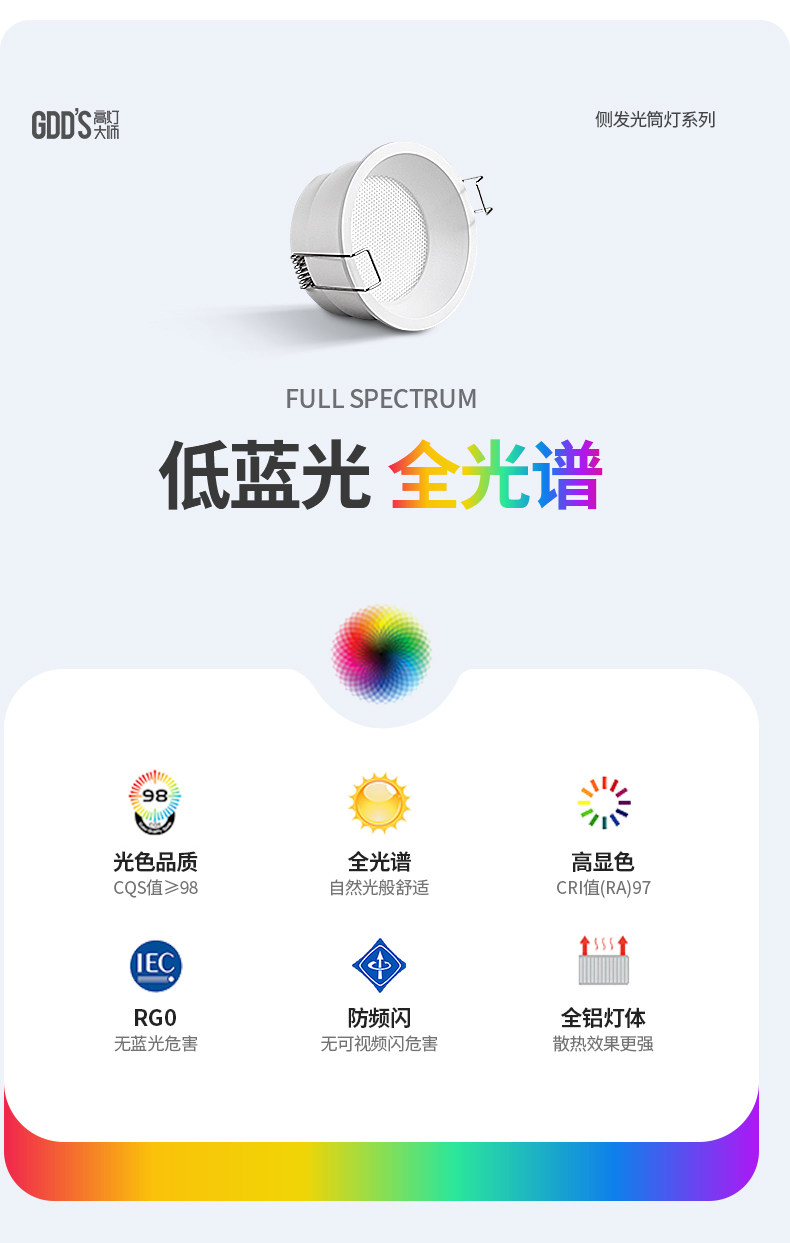 高灯大师侧发光筒灯嵌入式侧面灯带防眩智能天花灯家用客厅无主灯 图文详情 29
