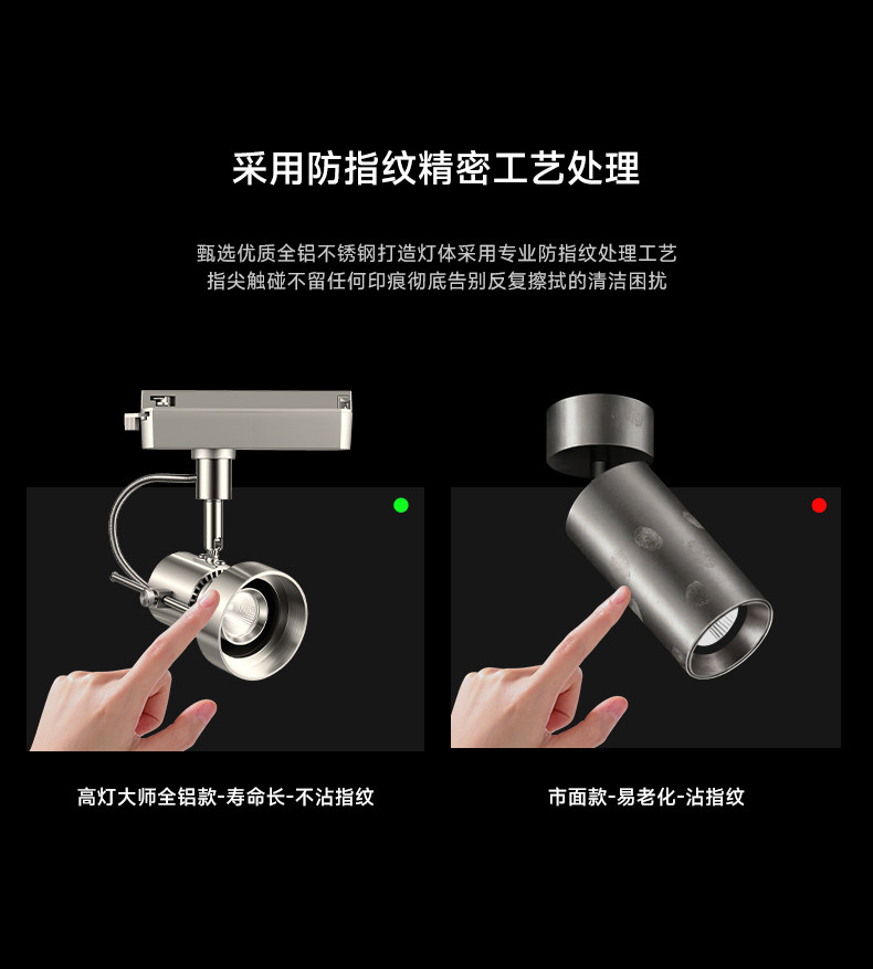 明装不锈钢轨道灯包豪斯轨道射灯客厅防眩银色中古工业照画洗墙灯 图文详情 11