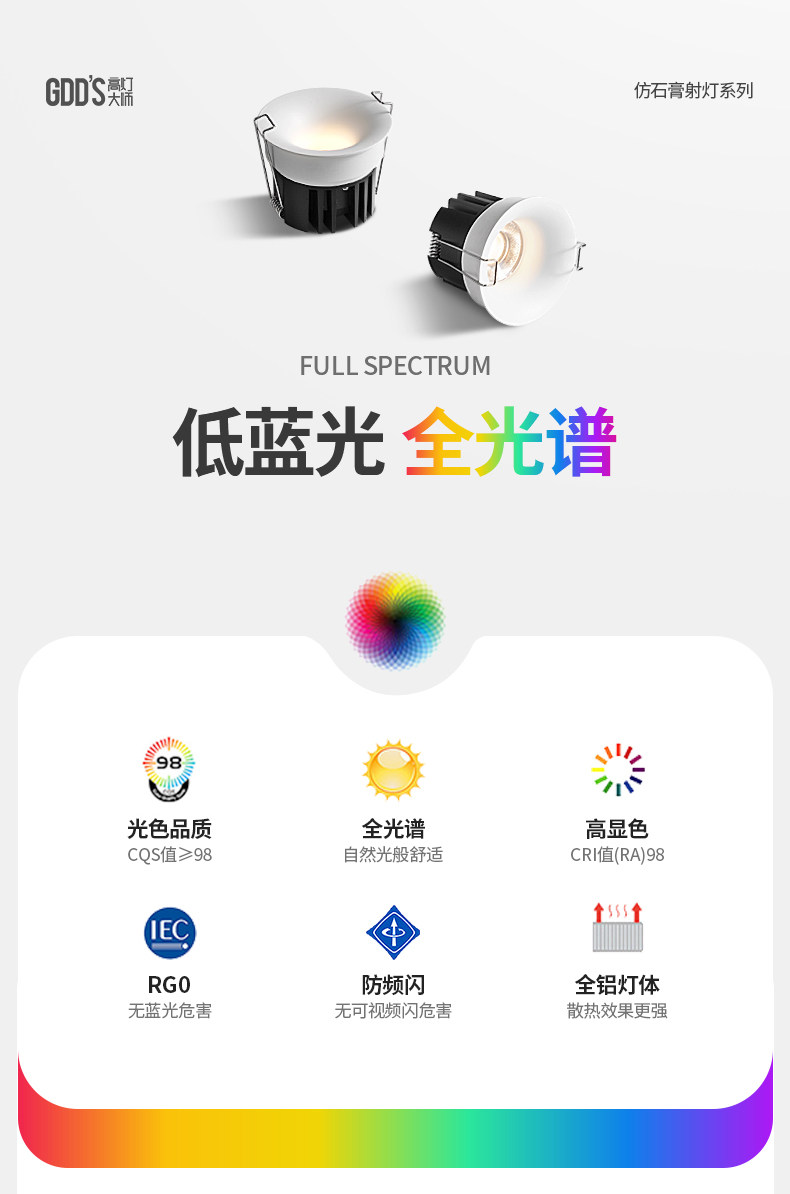 无边框筒灯嵌入式75mm孔灯家用防眩超薄射灯全光谱客厅智能无主灯 图文详情 5
