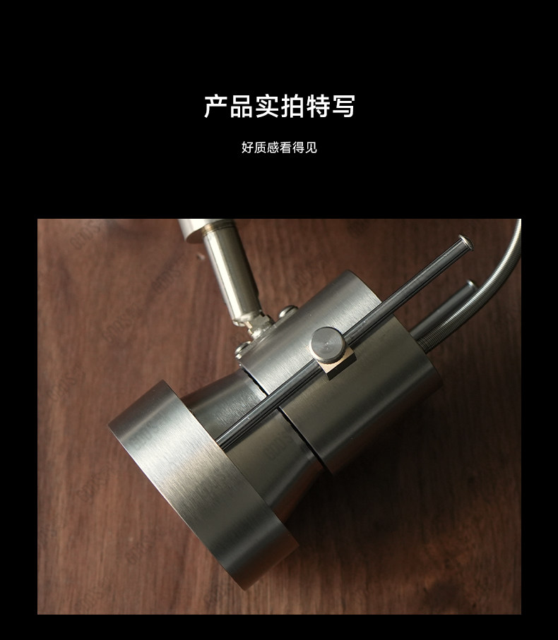 包豪斯双头射灯明装不锈钢银色三头免开孔防眩客厅工业照画洗墙灯 图文详情 8