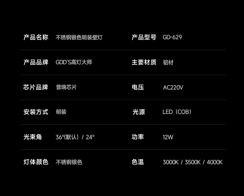 包豪斯壁灯床头不锈钢明装射灯中古工业风卧室客厅照画灯氛围灯具 图文详情 18