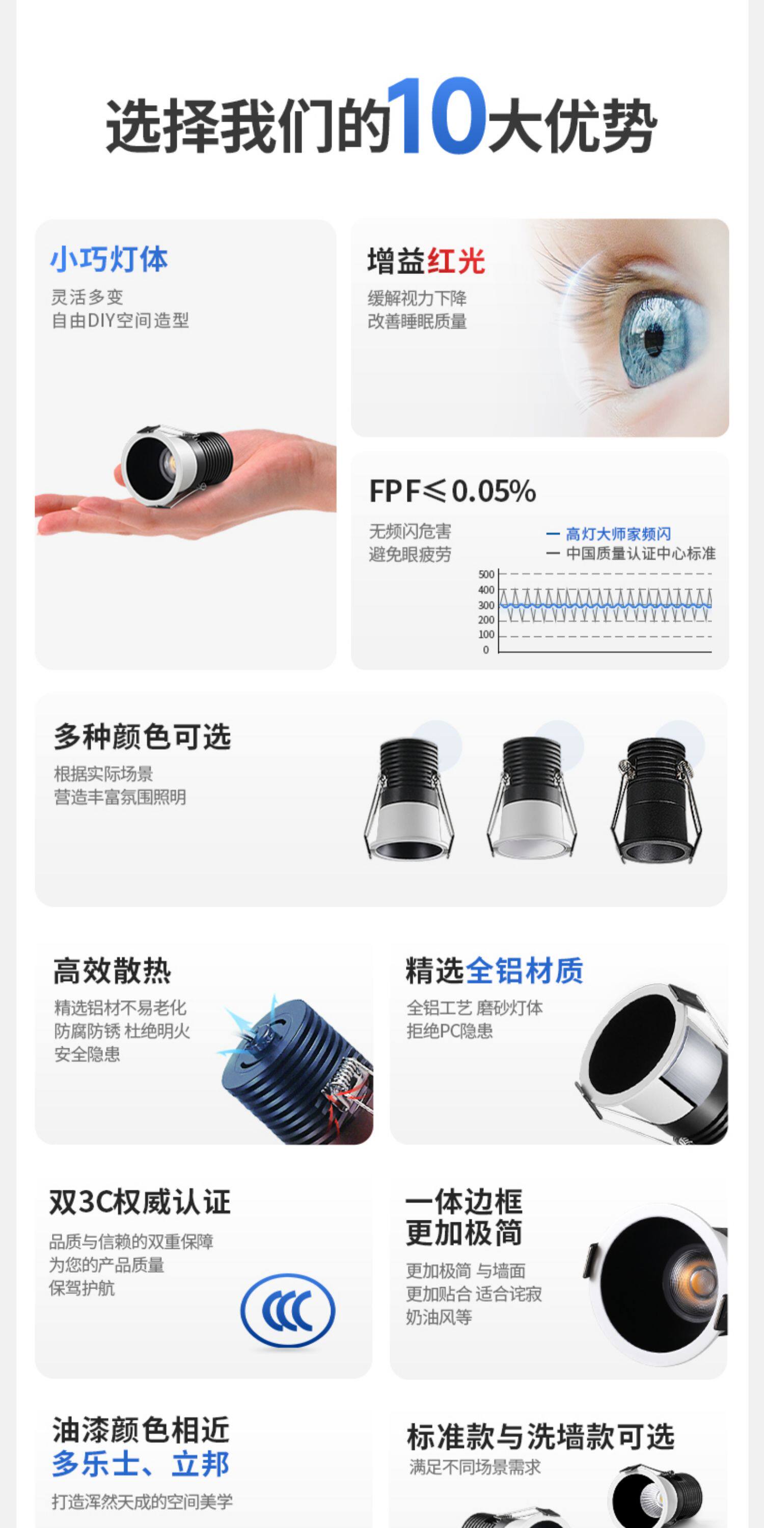 GDDS迷你小射灯50开孔35mm嵌入式led家用客厅高显满天星天花牛眼 图文详情 5