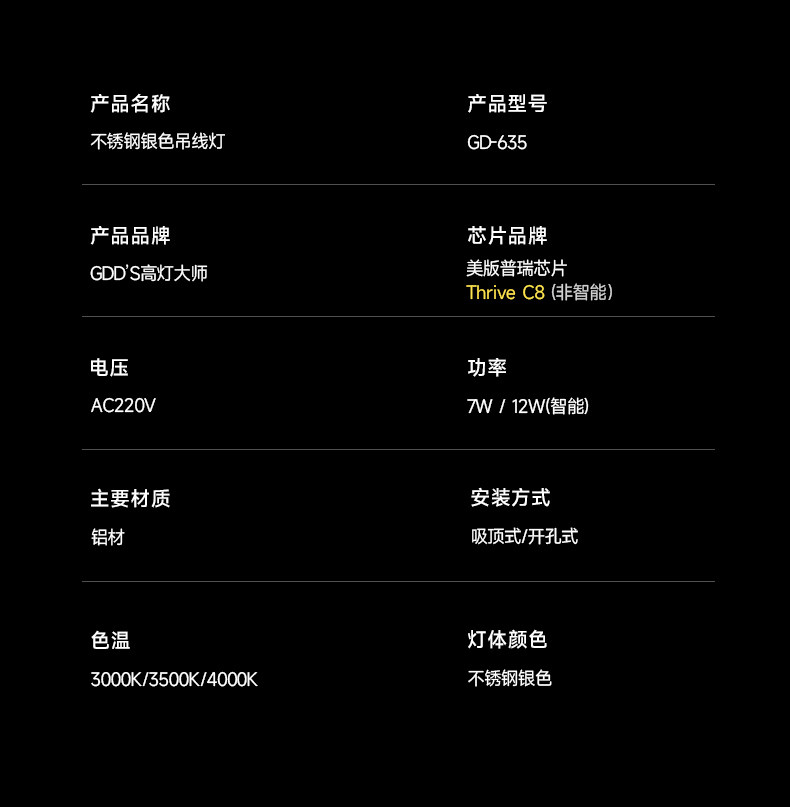 包豪斯床头吊灯不锈钢射灯中古风极简银色卧室开孔吸顶式吊线灯 图文详情 22