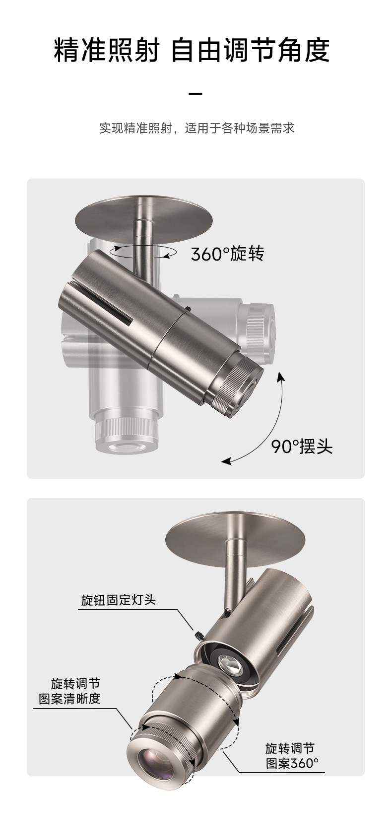 LED投影灯射灯图案定制文字古诗词中古包豪斯不锈钢地面背景切光 图文详情 19